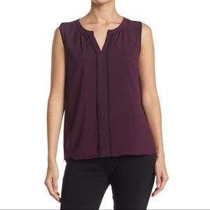 Calvin Klein | Eggplant Purple Split Neck Tank Blouse